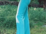 Pantalon vintage flare, bleu turquoise.